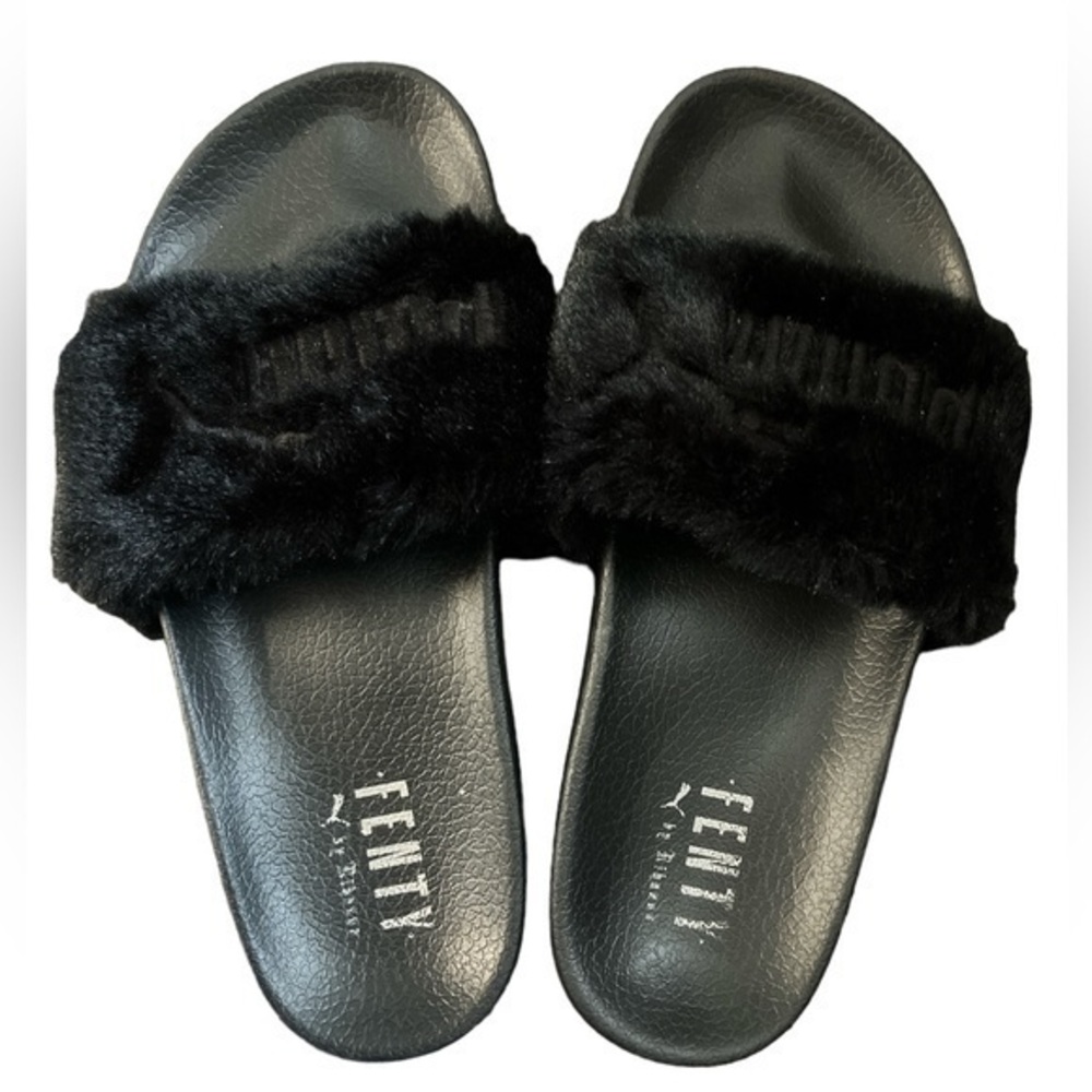 Puma fenty‎ black fur slides